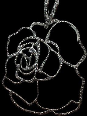 Whimsical Fairy Flower Motif Pendant 925 Silver Rose Marcasite Soft Girl Cottage